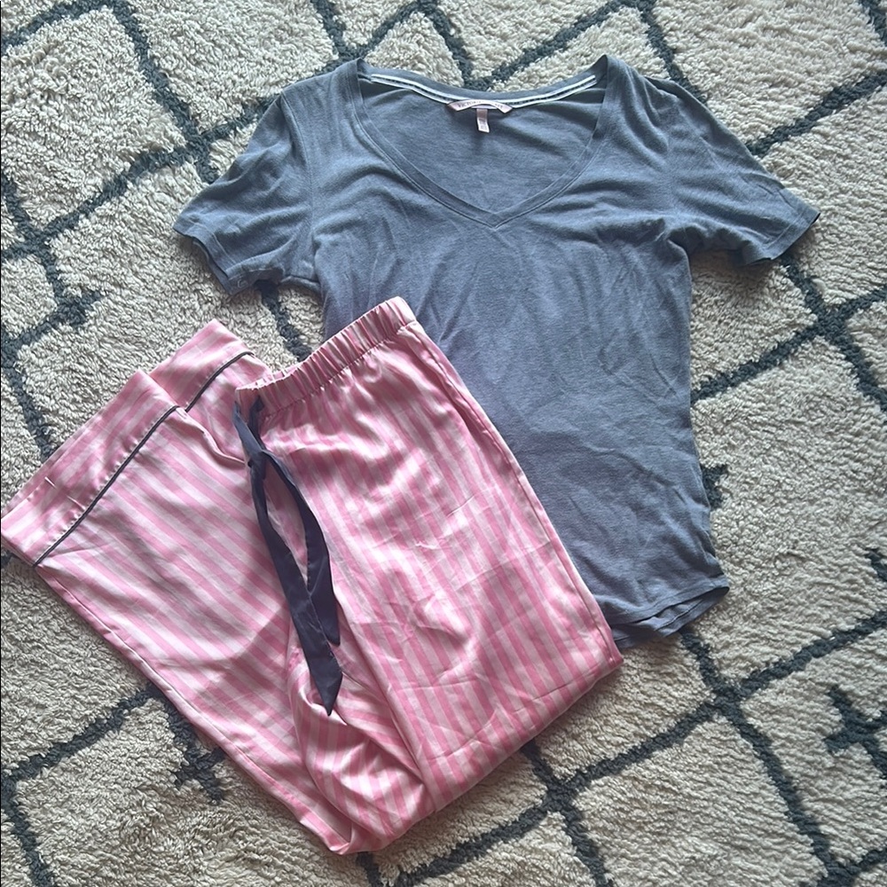 Victoria's Secret Gray and Pink Pajama Set